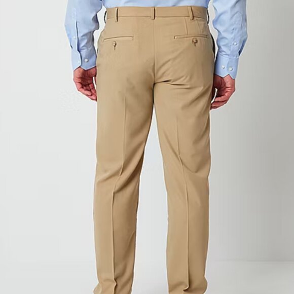 Van Heusen Dress Pants 30x30 Khaki Straight Fit Flat Front Flex Traveler Slacks - Picture 2 of 8
